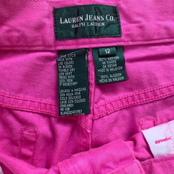 Lauren Jean Company Ralph Lauren Pink Capri Pants High Rise Cotton Women 12 - Picture 2 of 5